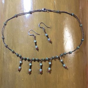 Dainty necklace Jadeite/gold stone/hematite set